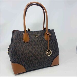 Michael Kors Mercer Gallery Medium Brown/Tan Center Zip Tote NWT